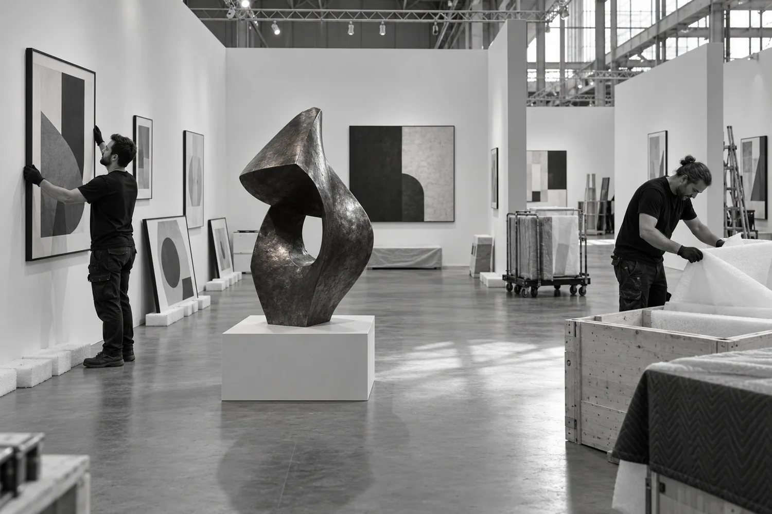 Illustration : Mise en place d’un stand de foire d’art