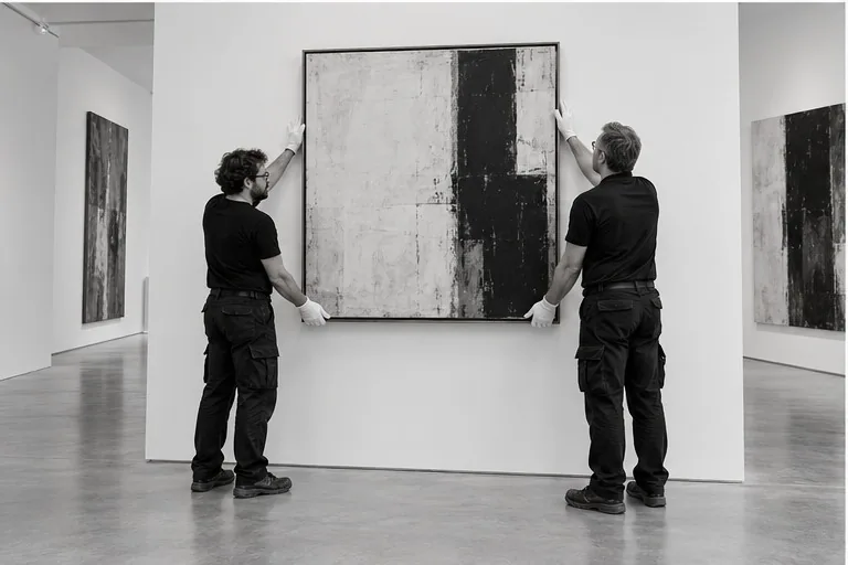 Illustration : Installation d’un tableau dans une galerie